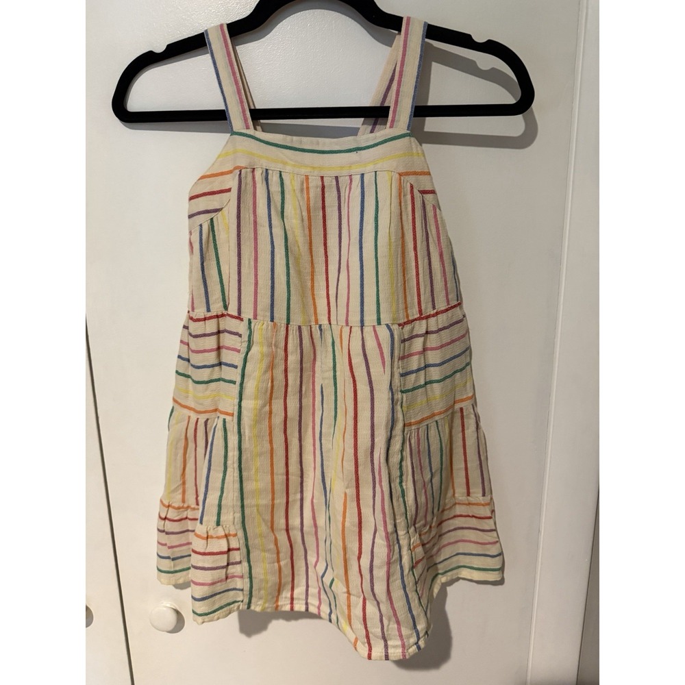 Cat and Jack Tank Dress Colorful Rainbow Girls Size Small 6/6X Stripe Cotton